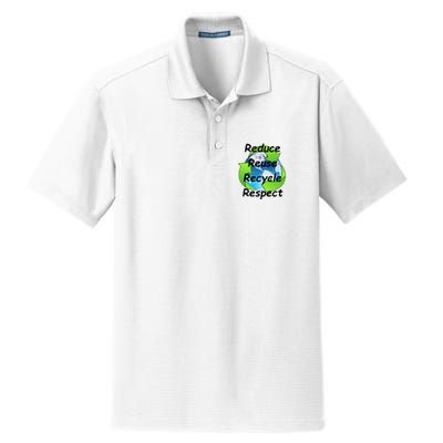 Reduce Reuse Recycle And Respect Earth Day Dry Zone Grid Polo
