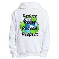 Reduce Reuse Recycle And Respect Earth Day Urban Pullover Hoodie