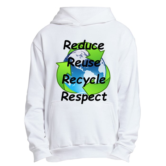 Reduce Reuse Recycle And Respect Earth Day Urban Pullover Hoodie