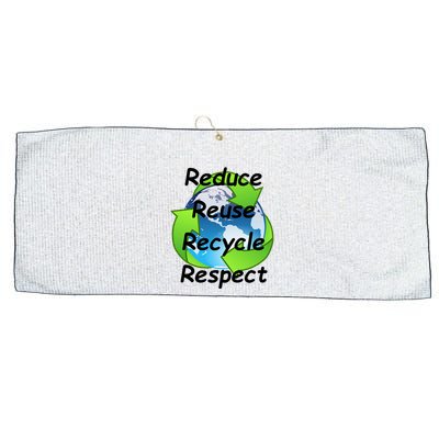 Reduce Reuse Recycle And Respect Earth Day Large Microfiber Waffle Golf Towel