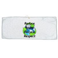 Reduce Reuse Recycle And Respect Earth Day Large Microfiber Waffle Golf Towel