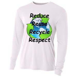 Reduce Reuse Recycle And Respect Earth Day Cooling Performance Long Sleeve Crew