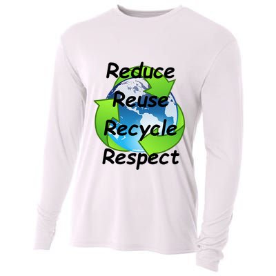 Reduce Reuse Recycle And Respect Earth Day Cooling Performance Long Sleeve Crew