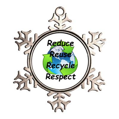 Reduce Reuse Recycle And Respect Earth Day Metallic Star Ornament