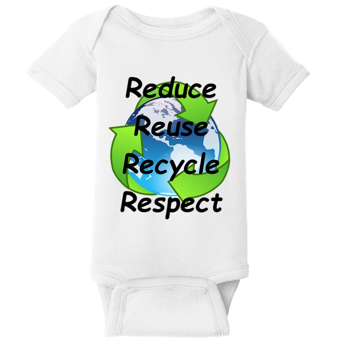 Reduce Reuse Recycle And Respect Earth Day Baby Bodysuit