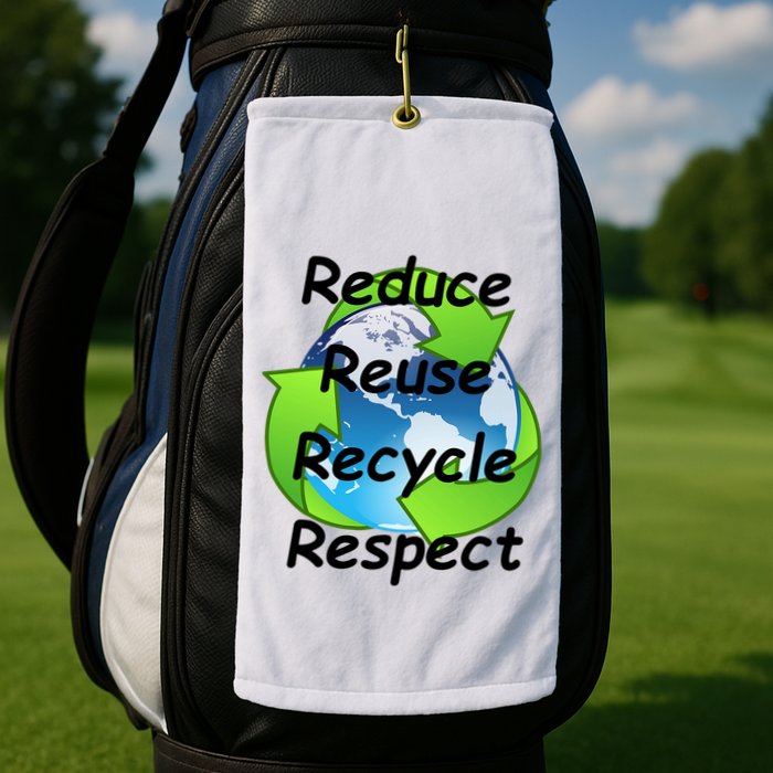 Reduce Reuse Recycle And Respect Earth Day Golf Towel