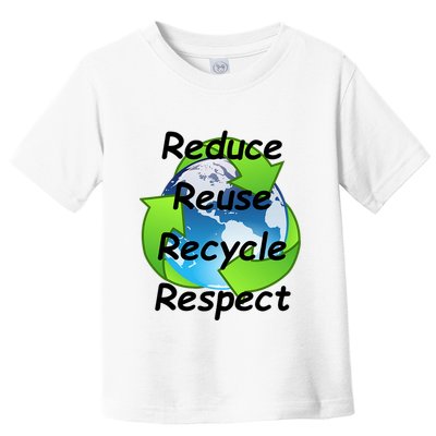 Reduce Reuse Recycle And Respect Earth Day Toddler T-Shirt
