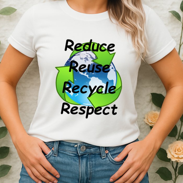 Reduce Reuse Recycle And Respect Earth Day Womens T-Shirt