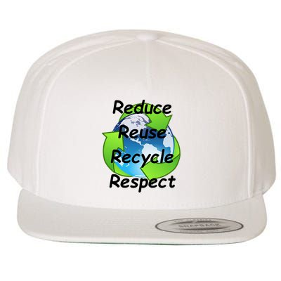 Reduce Reuse Recycle And Respect Earth Day Wool Snapback Cap