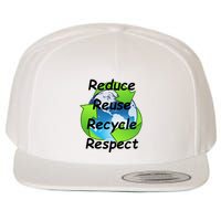 Reduce Reuse Recycle And Respect Earth Day Wool Snapback Cap