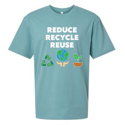 Reduce Recycle Reuse Earth Day Pollution Awareness Gift Sueded Cloud Jersey T-Shirt