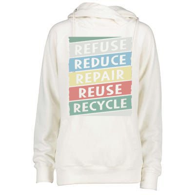 Refuse Reduce Repair Reuse Recycle Happy Earth Day Cute Gift Womens Funnel Neck Pullover Hood