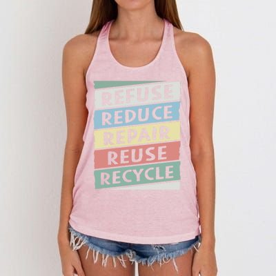 Refuse Reduce Repair Reuse Recycle Happy Earth Day Cute Gift Women's Knotted Racerback Tank