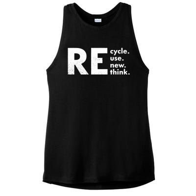 Recycle Reuse Renew Rethink Crisis Environmental Activism Ladies PosiCharge Tri-Blend Wicking Tank