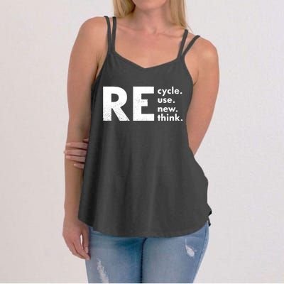 Recycle Reuse Renew Rethink Crisis Environmental Activism Women's Strappy Tank