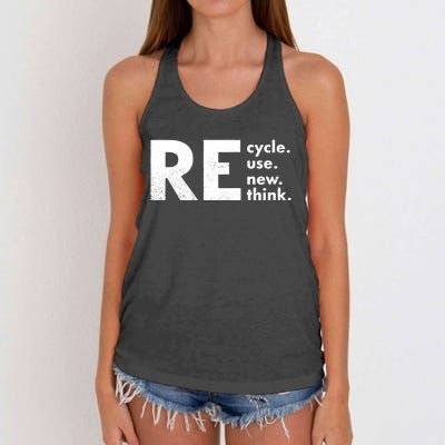 Recycle Reuse Renew Rethink Crisis Environmental Activism Women's Knotted Racerback Tank