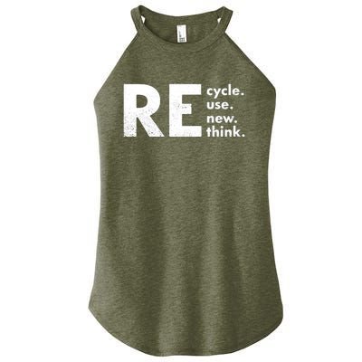 Recycle Reuse Renew Rethink Crisis Environmental Activism Women's Perfect Tri Rocker Tank