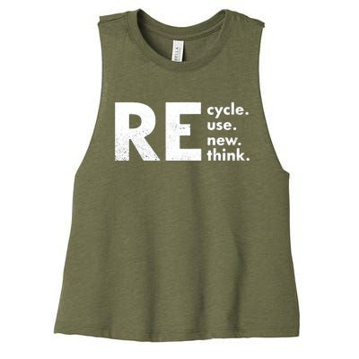 Recycle Reuse Renew Rethink Crisis Environmental Activism Women's Racerback Cropped Tank