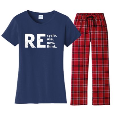 Recycle Reuse Renew Rethink Crisis Environmental Activism Women's Flannel Pajama Set