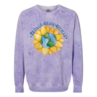 Reduce Reuse Recycle Earth Day Gift Colorblast Crewneck Sweatshirt