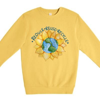 Reduce Reuse Recycle Earth Day Gift Premium Crewneck Sweatshirt