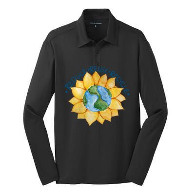 Reduce Reuse Recycle Earth Day Gift Silk Touch Performance Long Sleeve Polo