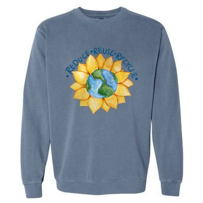 Reduce Reuse Recycle Earth Day Gift Garment-Dyed Sweatshirt