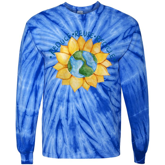 Reduce Reuse Recycle Earth Day Gift Tie-Dye Long Sleeve Shirt