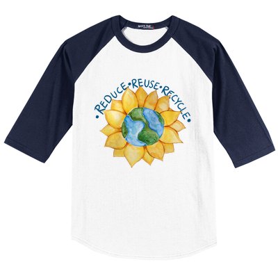 Reduce Reuse Recycle Earth Day Gift Baseball Sleeve Shirt