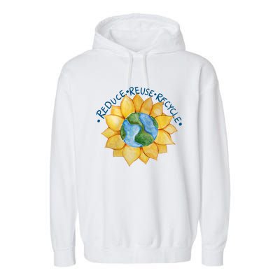 Reduce Reuse Recycle Earth Day Gift Garment-Dyed Fleece Hoodie