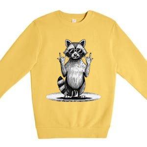 Retro Raccoon Rock Music Giftsfunny Raccoon Premium Crewneck Sweatshirt