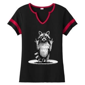 Retro Raccoon Rock Music Giftsfunny Raccoon Ladies Halftime Notch Neck Tee