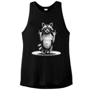 Retro Raccoon Rock Music Giftsfunny Raccoon Ladies PosiCharge Tri-Blend Wicking Tank