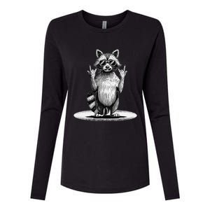 Retro Raccoon Rock Music Giftsfunny Raccoon Womens Cotton Relaxed Long Sleeve T-Shirt