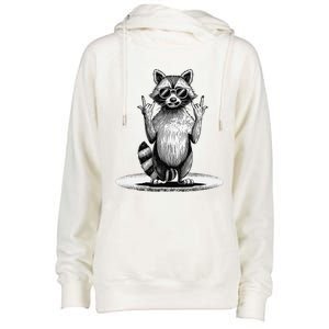 Retro Raccoon Rock Music Giftsfunny Raccoon Womens Funnel Neck Pullover Hood