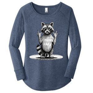 Retro Raccoon Rock Music Giftsfunny Raccoon Women's Perfect Tri Tunic Long Sleeve Shirt