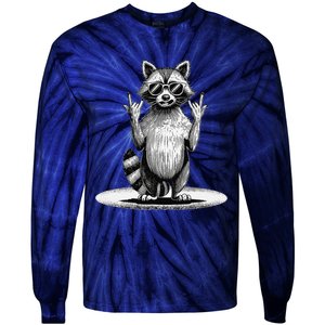 Retro Raccoon Rock Music Giftsfunny Raccoon Tie-Dye Long Sleeve Shirt