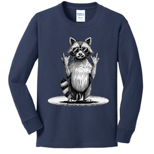 Retro Raccoon Rock Music Giftsfunny Raccoon Kids Long Sleeve Shirt