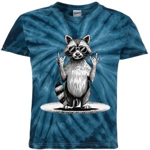 Retro Raccoon Rock Music Giftsfunny Raccoon Kids Tie-Dye T-Shirt