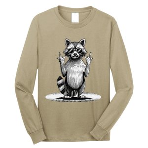 Retro Raccoon Rock Music Giftsfunny Raccoon Long Sleeve Shirt