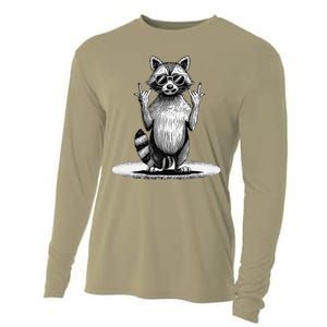 Retro Raccoon Rock Music Giftsfunny Raccoon Cooling Performance Long Sleeve Crew