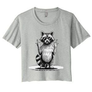 Retro Raccoon Rock Music Giftsfunny Raccoon Women's Crop Top Tee