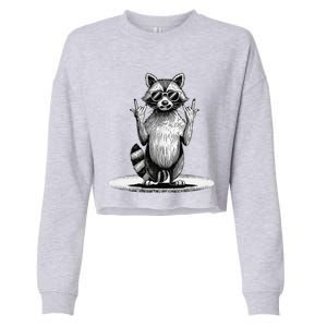 Retro Raccoon Rock Music Giftsfunny Raccoon Cropped Pullover Crew