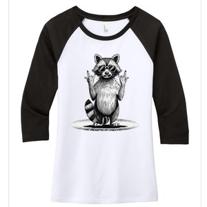 Retro Raccoon Rock Music Giftsfunny Raccoon Women's Tri-Blend 3/4-Sleeve Raglan Shirt