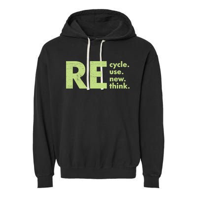 Recycle Reuse Renew Rethink Crisis Activism Garment-Dyed Fleece Hoodie