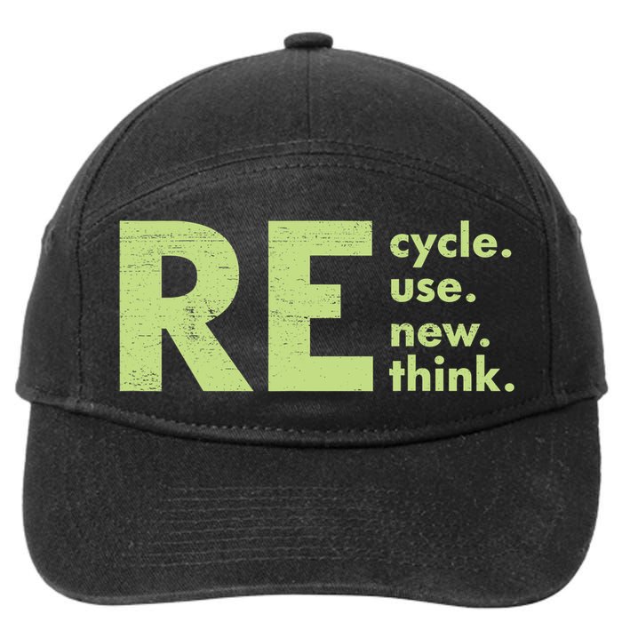 Recycle Reuse Renew Rethink Crisis Activism 7-Panel Snapback Hat