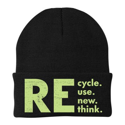Recycle Reuse Renew Rethink Crisis Activism Knit Cap Winter Beanie