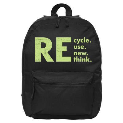 Recycle Reuse Renew Rethink Crisis Activism 16 in Basic Backpack
