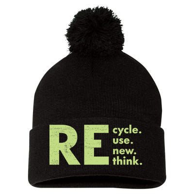 Recycle Reuse Renew Rethink Crisis Activism Pom Pom 12in Knit Beanie