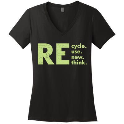 Recycle Reuse Renew Rethink Crisis Activism Women's V-Neck T-Shirt